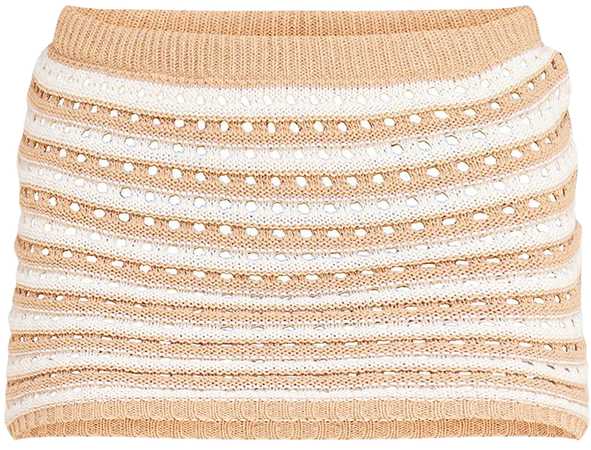 Cream Colour Block Crochet Mini Skirt | PrettyLittleThing USA
