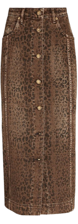 Golden Goose Leopard-Print Skirt In Brown | INTERMIX®