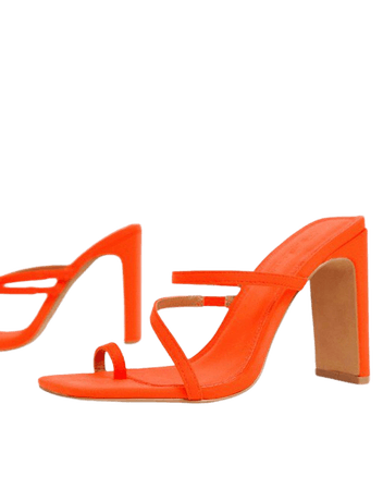 ASOS DESIGN Heckle toe loop barely there block heeled sandals in neon orange | ASOS