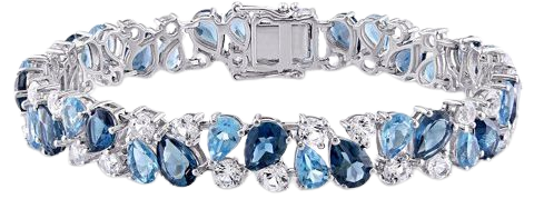 33-1/3 Carat T.G.W. London and Swiss-Blue Topaz and Created White Sapphire Sterling Silver Double Row Bracelet - Walmart.com