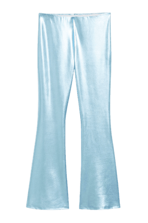 Flared shiny blue leggings - Shiny blue - Leggings - Monki WW
