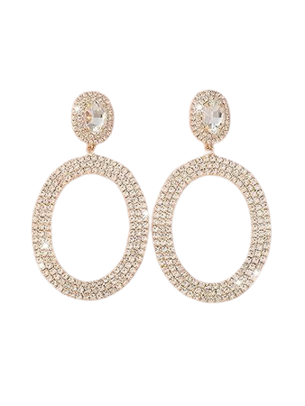 Chargances Dainty Round Rhinestone Earrings Shiny Big Crystal Circle Drop Dangle Earrings Fashion Stud Earrings for Women and Girls Gift Party (Gold) : Clothing, Shoes & Jewelry