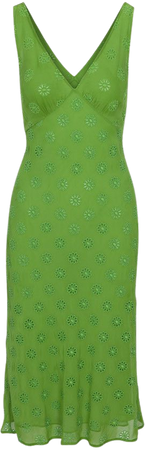 Yasmin Moss Broderie | Green Embroidered Midi Dress | Réalisation
