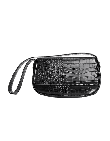 ASOS DESIGN shoulder bag with flap in black croc | ASOS