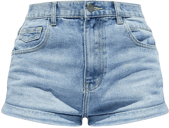 Plt Light Blue Wash Turn Up Hem Denim Hot Pant | PrettyLittleThing USA