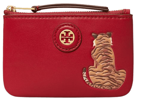 T Monogram Leather Printed Card Case Key Ring: Women's Designer Card Cases | Tory Burch
