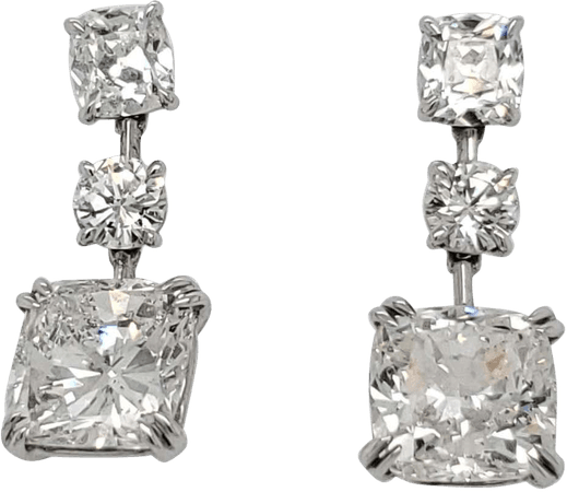 Cushion Diamond Drop Earrings with 13.16 Carat Total For Sale at 1stDibs
