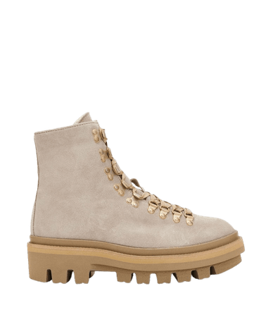 ALLSAINTS US: Womens Wanda Shearling Lined Suede Boots (stone_white)