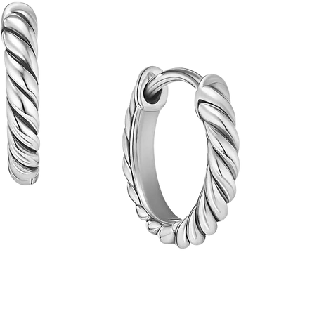 Shop David Yurman Sculpted Cable Huggie Hoop Earrings In Sterling Silver | Saks Fifth Avenue