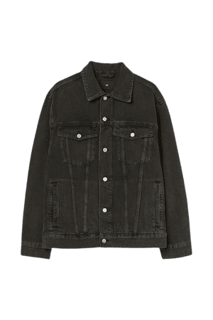Oversized Denim Jacket - Black - Men | H&M US