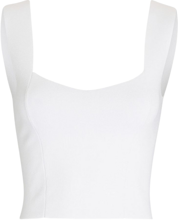 A.L.C. Jordana Sweetheart Knit Crop Top in white | INTERMIX®