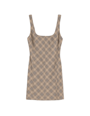 Short fitted plaid overall dress - New - Woman | Bershka