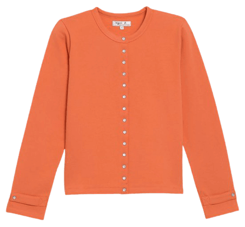 apricot cotton fleece Rosana snap cardigan
