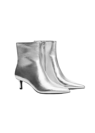 Leather boots with silver kitten heels - Women | Mango USA
