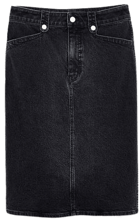 Denim High-Waist Straight Midi Skirt in Euston Wash: Workwear Edition