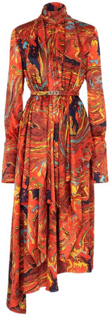Orange satin crêpe dress - DRESS | Fendi