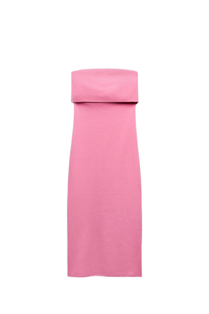STRAPLESS STRETCH KNIT DRESS - Pink | ZARA United States