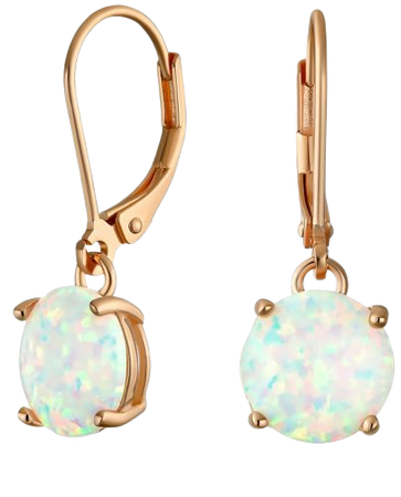Simple Round Solitaire White Created Opal Leverback Dangle Drop Earrings Rose Gold Plated 925 Sterling Silver - Walmart.com