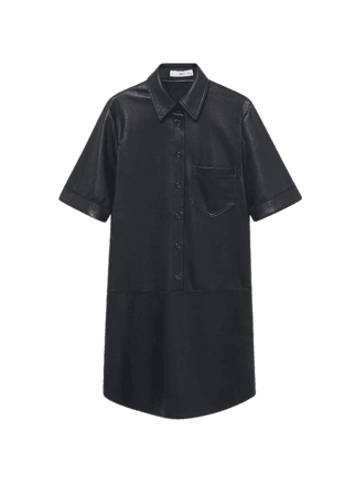 Faux-leather shirt dress - Women | Mango USA