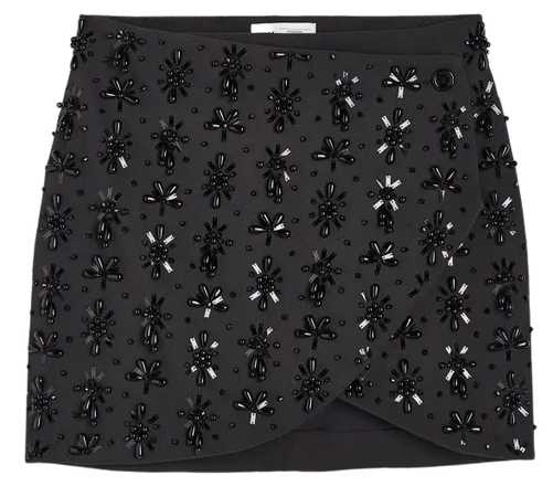 Beaded Twill Wrap Skirt - Black - Ladies | H&M US