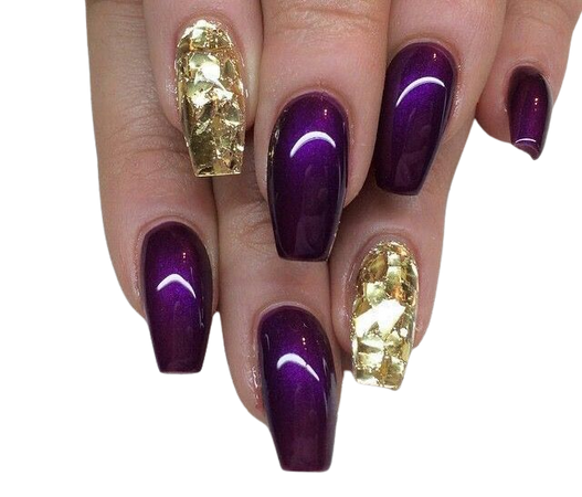 Purple and gold nails
