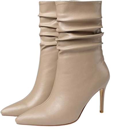 Amazon.com | vivianly Womens Pointed Toe Heel Boots Stiletto Heels Mid-Calf Boots Zipper Booties | Mid-Calf