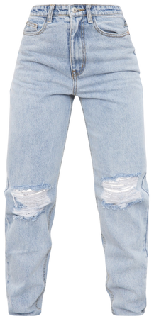 PLT- light blue wash knee rip mom jeans