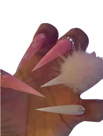Playboy Pink Stiletto Nails W/ Puff