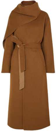 Deveaux - Draped Belted Wool Coat - Brown