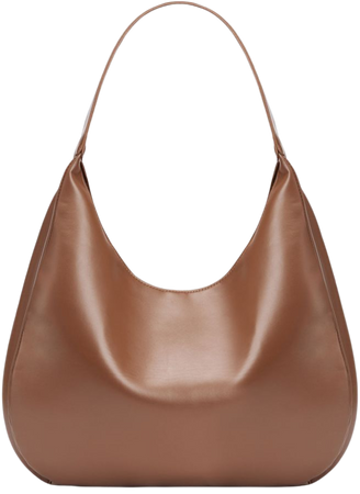 Faux Leather Half-Circle Tote Bag - Cider
