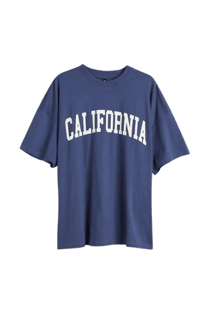 Oversized Printed T-shirt - Dark blue/California - Ladies | H&M US