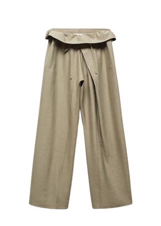 Wideleg trousers with turn-up waist - Women | Mango USA