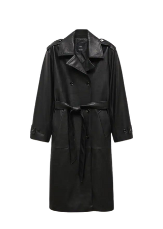 Oversize leather-effect trench coat - Women | Mango USA