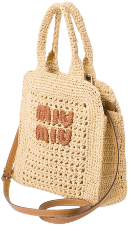 Miu Miu Crochet Raffia Tote Bag - Farfetch