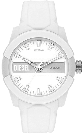 Diesel Double Up Three-Hand White Silicone Watch