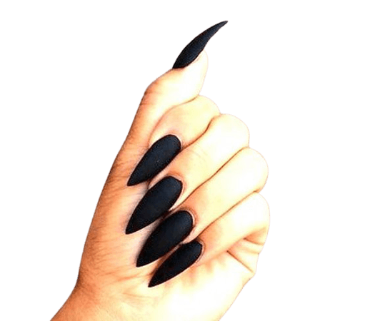 LONG Matte Black Stiletto Nails Full Set | Etsy