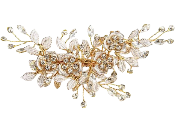 Light Rose Gold Wedding Clip, Elegant Crystal Bride Hair Accessories ,Hair Clip Rhinestone, Barrette Handmade Flower Clip Head Pieces for Women