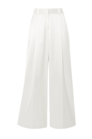 Cleveland Pleated Cotton-blend Wide-leg Pants - White