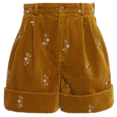 Brown Alanui Floral-Embroidered Shorts