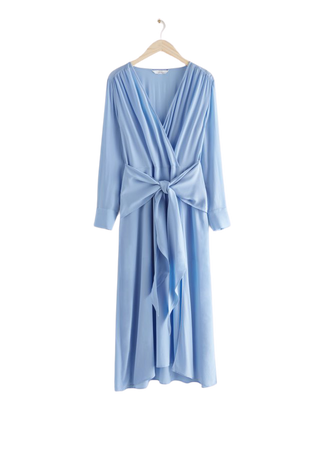 Scarf Tie Flowy Midi Dress - Blue - Midi dresses - & Other Stories