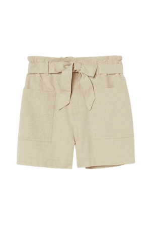 Paper-bag Shorts - Light beige - Ladies | H&M US