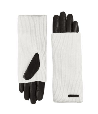 ALLSAINTS US: Womens Knit Cuff Leather Gloves (chalk)