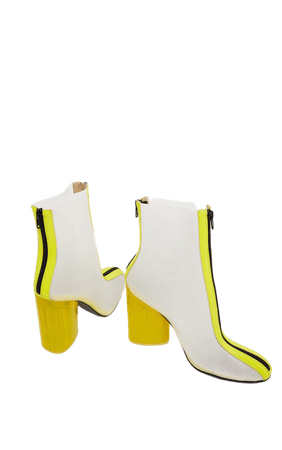Neon Yellow Zip Front Clear Heel Ankle Boot | PrettyLittleThing