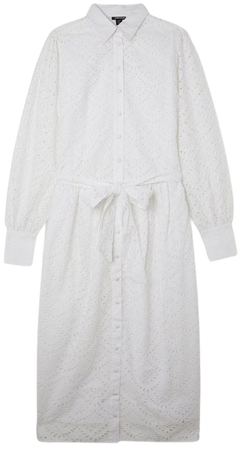 Cotton Eyelet Long Sleeve Woven Maxi Dress | Karen Millen