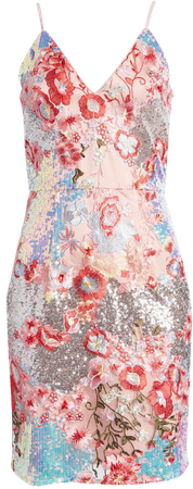 Heideh Floral Embroidery & Sequin Sheath Dress | Nordstrom
