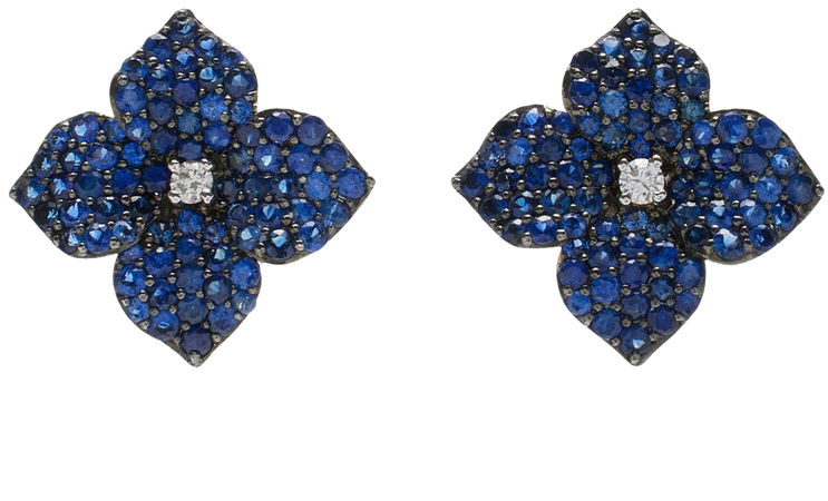 18k Gold Mosaique Small Flower Earring In Blue Sapphire By Piranesi | Moda Operandi