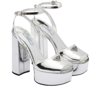 silver Prada heels