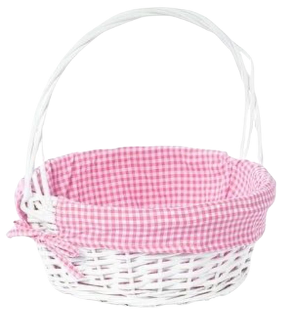 white pink wicker basket gingham Easter png filler