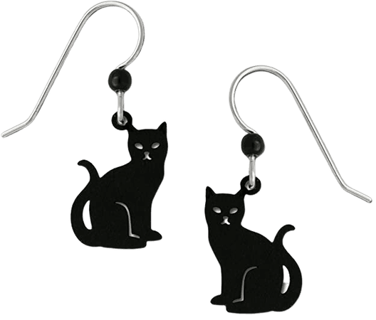 Amazon.com: Sienna Sky Niki Black Cat Kitty Hand Painted Earrings with Gift Box Made in USA: Jewelry