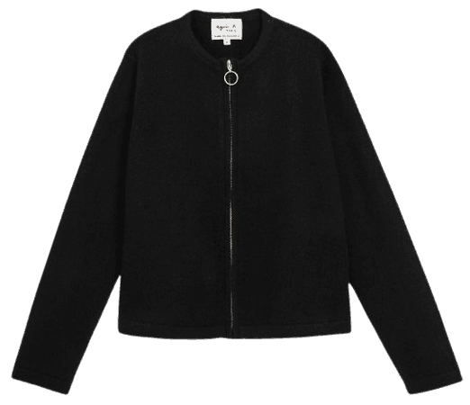 black cashmere Zip cardigan